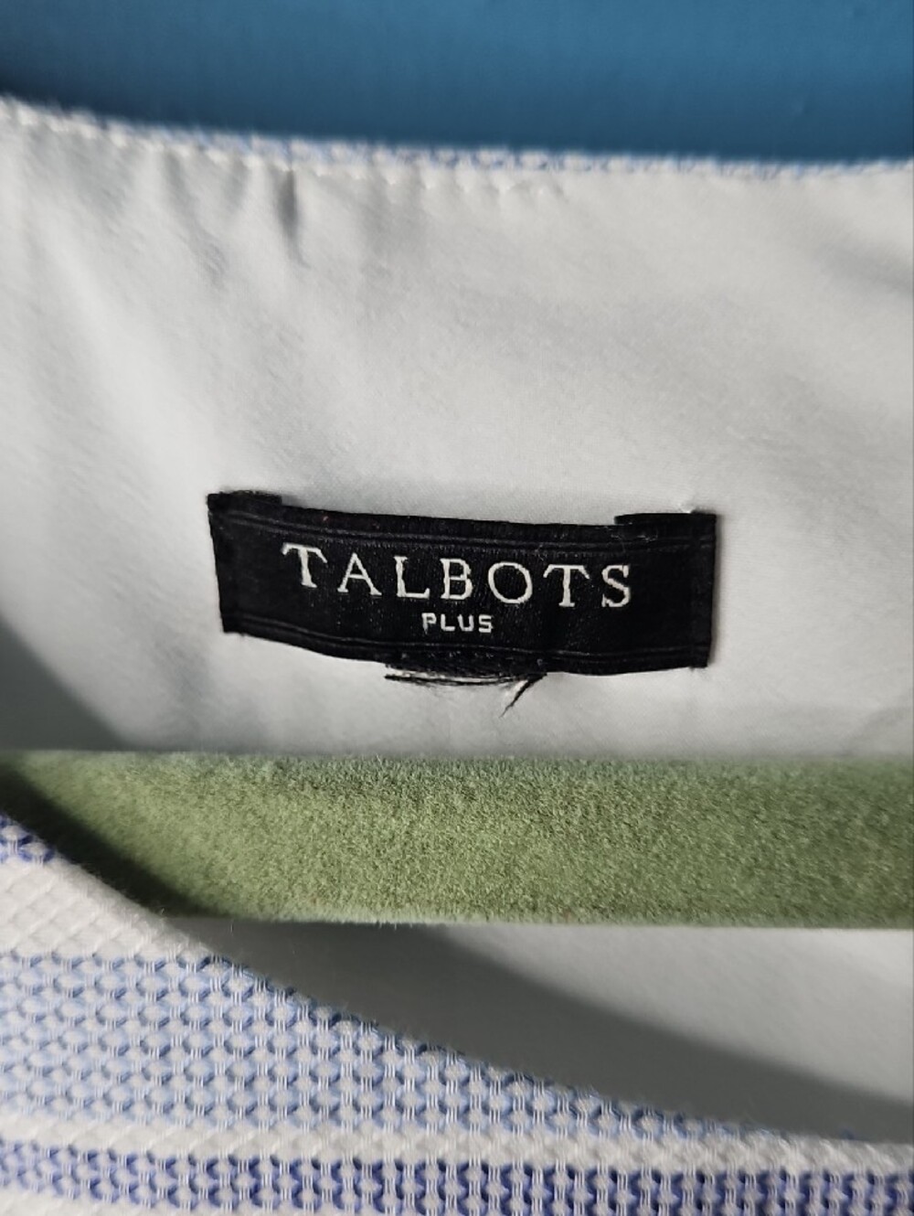 Talbots White and Light Blue Striped Sleeveless Midi Dress 1X - Picture 2 of 8